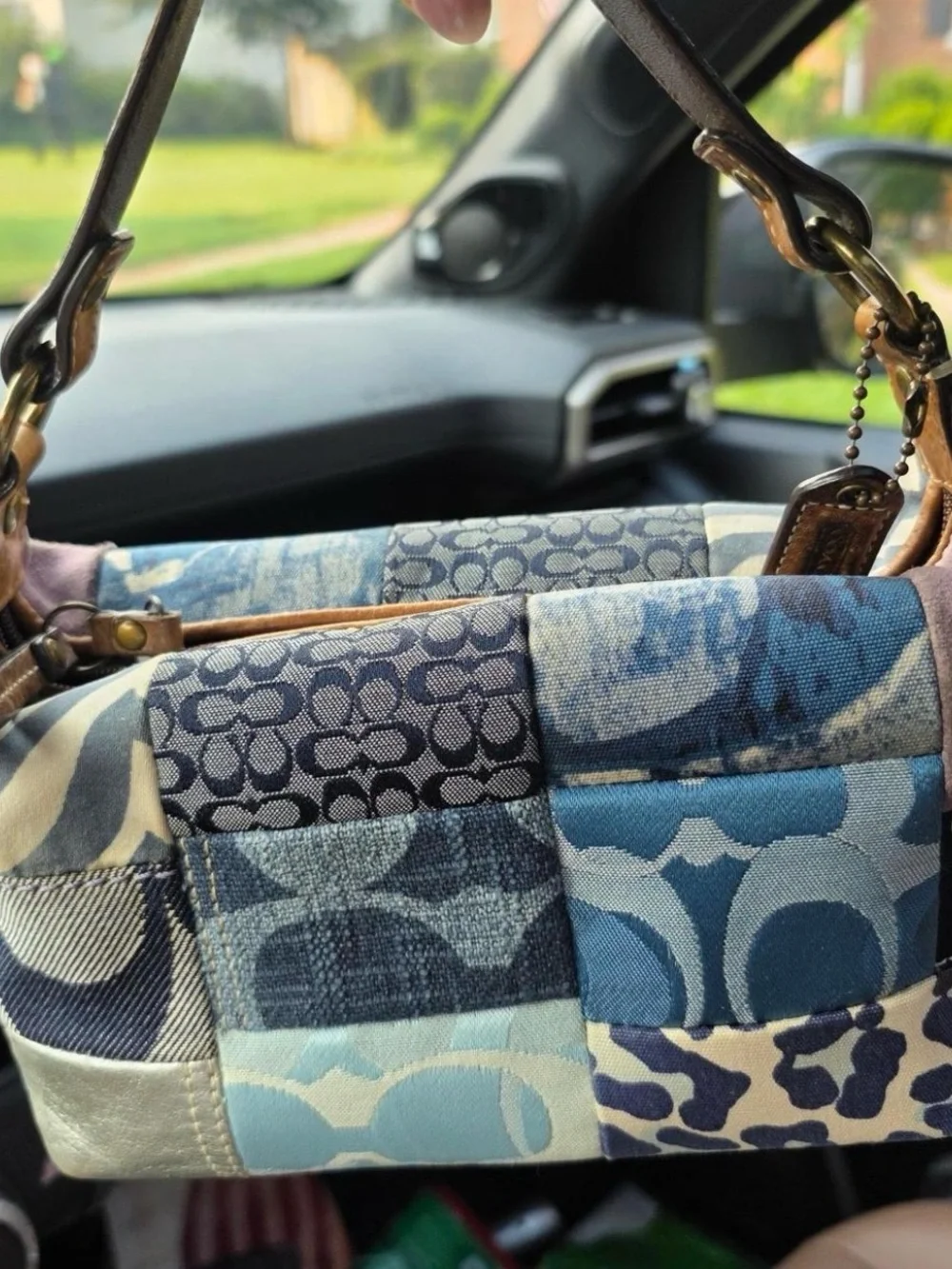 Coach Blue Patchwork Signature Mini Shoulder Bag